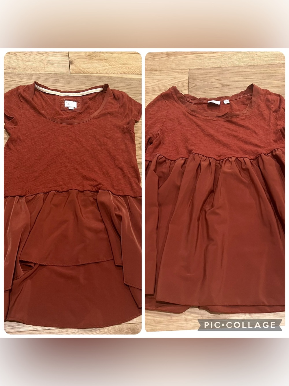 Anthropologie Bundle of Postmark Peplum Tops in Rust